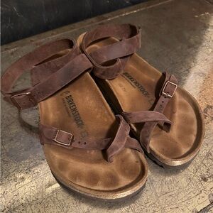 Birkenstock Brown Leather Ankle Strap Sandals